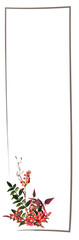 花を装飾した縦長のテキストスペースがある枠（濃い色）