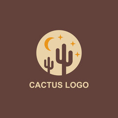 Simple Cactus Logo Design Vector