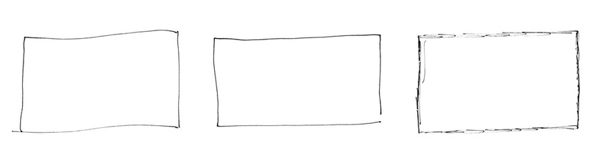 3x Stift Zeichnung schwarz - Rechteckiger Rahmen oder Umrandung