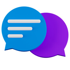 3d speech chat bubble 3d icon isolated on transparent background. 3d render illustration.