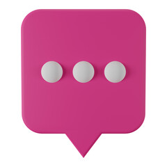 3d speech chat bubble 3d icon isolated on transparent background. 3d render illustration.