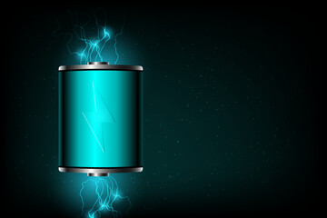 Battery power on dark background - 522713611