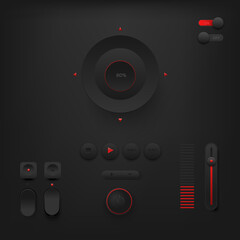 Modern button control on dark background - 522713629