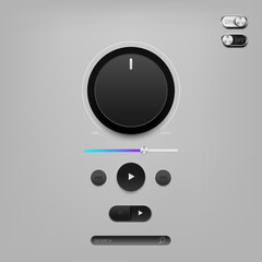 Modern button control on grey background - 522713640