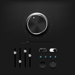 Modern control button on dark background - 522713669