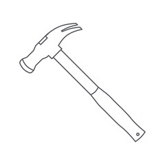 Iron Hammer Construction Tools Equipment Device Icon Set Collection Black Line