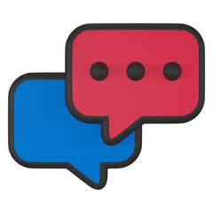 3d speech chat bubble 3d icon isolated on transparent background. 3d render illustration.