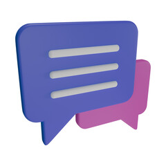 3d speech chat bubble 3d icon isolated on transparent background. 3d render illustration.