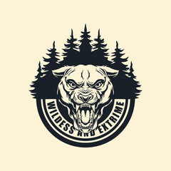 wildest extreme badge, wolf character template logo.