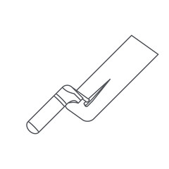 Long Flat Cement Brick Spoon Construction Tools Equipment Device Icon Set Collection Black Line