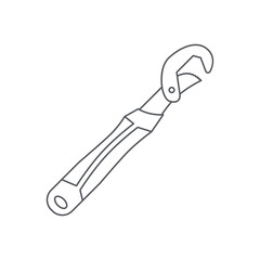 Single Sided Wrench Construction Tools Equipment Device Icon Set Collection Black Line