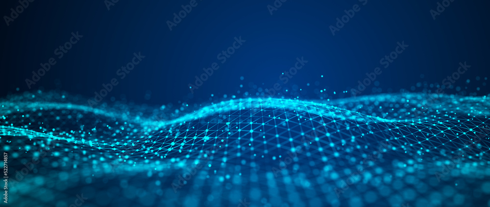 Poster Network connection lines. Big data visualization. Template for background, presentation, design. 3D illustration