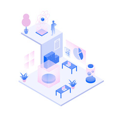 Science Office Isometric Metaverse Illustration. Vector illustration