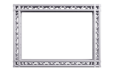 3d rendering of Rectangle frame construction assembled from aluminum truss on white isolated - obrazy, fototapety, plakaty