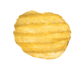 One tasty ridged potato chip isolated on white