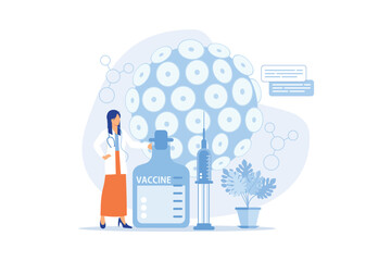 HPV vaccination Protecting against cervical cancer, human papillomavirus immunization program, HPV vaccination, prevent infection flat design modern illustration