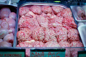 cow brains in the market in istanbul