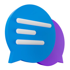 3d speech chat bubble 3d icon isolated on transparent background. 3d render illustration.