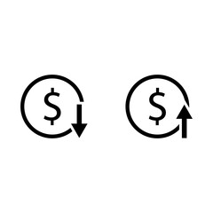 Dollar cost reduction and increase icon