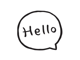 かわいい吹き出しの手書き文字のHello／手書き文字イラスト素材