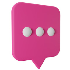 3d speech chat bubble 3d icon isolated on transparent background. 3d render illustration.