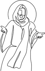 Continuous line drawing of Jesus Christ illustration Testament
Bible