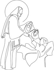 Continuous line drawing of Jesus Christ illustration Testament
Bible