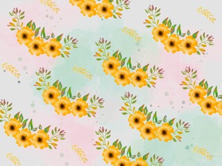Obraz na płótnie Canvas Seamless Background with Watercolor Bouquet Flower