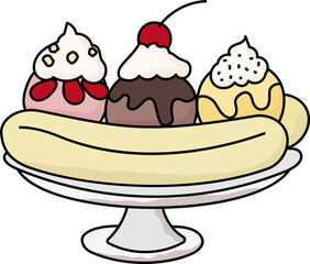 Banana Split Illustration Style