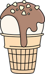 Ice Cream Cone Cupcakes Chocolate Illustration Style