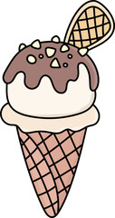 Ice Cream Cone Illustration Style