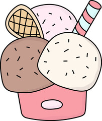 Ice Cream Cup Illustration Style
