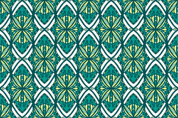Fototapeta premium Geometric ethnic pattern seamless flower color. seamless pattern. Design for fabric,curtain,background,carpet,wallpaper,clothing,wrapping,Batik,mandalas,fabric,Vector illustration. pattern style.