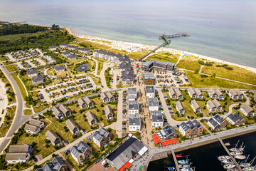 aerial view of the city on the coast
