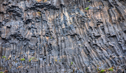 Fototapeta premium Amazing volcanic rock formations - Reynisdrangar rock formations and black beach - Vik, Iceland