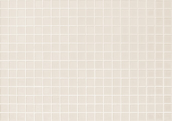 Cream light ceramic wall and floor tiles mosaic background in bathroom. Design pattern geometric...