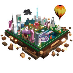 Fototapeta Thesandbox 3d world simulation city game illustration obraz