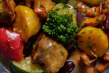 Vegetable stew with mushrooms and seafood