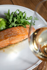 Grilled salmon with avocado