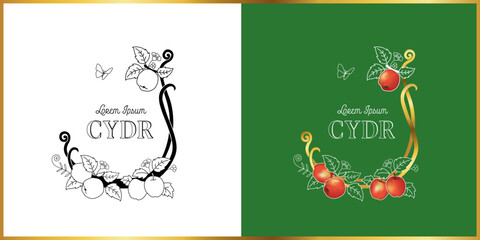 idyllic fruit orchard, art deco & art nouveau style, vector, logo illustration vol. 