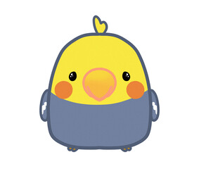 Cute kawaii adorable cockatiel bird cartoon illustration drawing