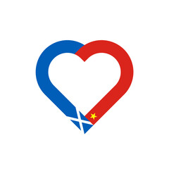 unity concept. heart ribbon icon of scotland and vietnam flags. vector illustration isolated on white background