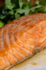 Grilled salmon with avocado