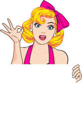 pop art woman cartoon ,various gesture woman in Pop Art Comic Style