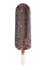 Popsicle ice cream covered with chocolate isolated on white background.