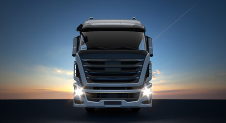 Fototapeta na wymiar white truck for logistics company - 3D Illustration