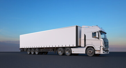 white truck for logistics company - 3D Illustration