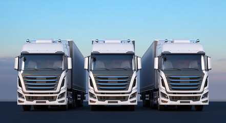 Plakat white truck for logistics company - 3D Illustration