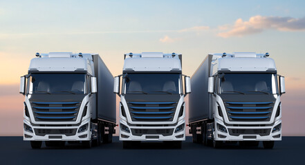 Fototapeta na wymiar white truck for logistics company - 3D Illustration