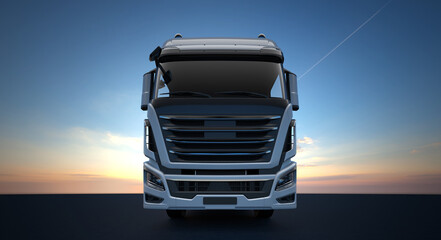 white truck for logistics company - 3D Illustration